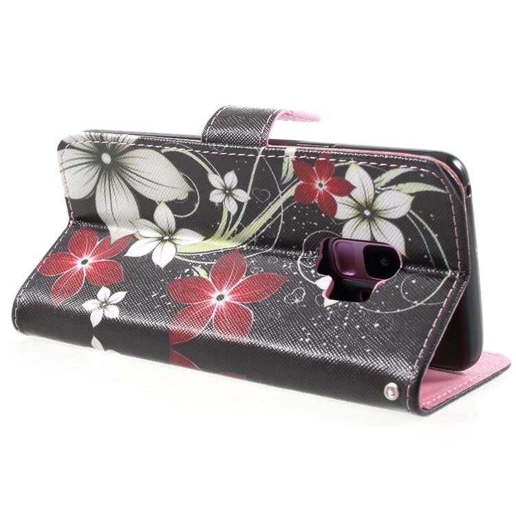 Pattern Printing Stand Leather Wallet Shell for Samsung Galaxy S9 SM-G960 - Flower Pattern-5