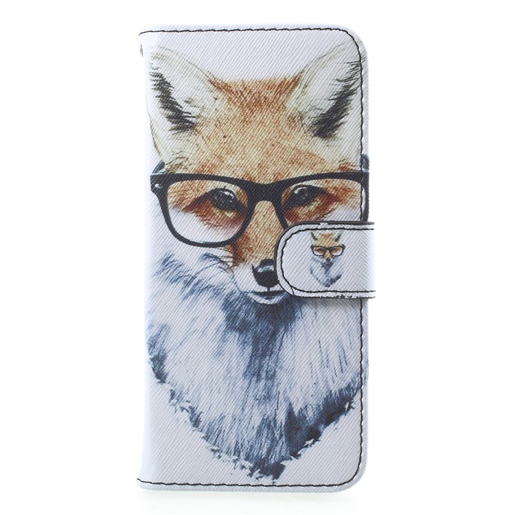 Pattern Printing PU Leather Protection Cell Phone Cover for Samsung Galaxy S9 SM-G960 - Fox Wearing Glasses-1