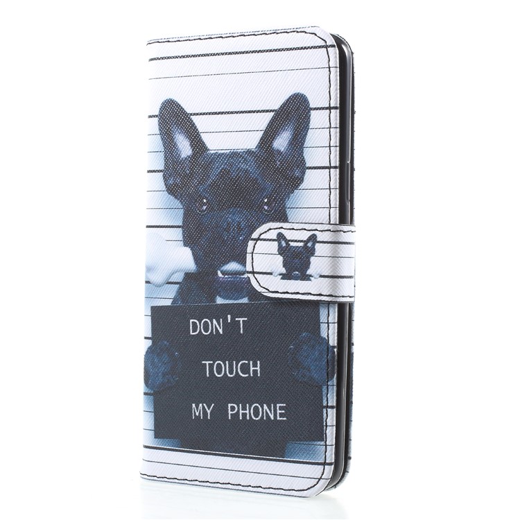 Pattern Printing Leather Wallet Stand Mobile Phone Shell for Samsung Galaxy S9 SM-G960 - Black Dog and It's Warnings-3
