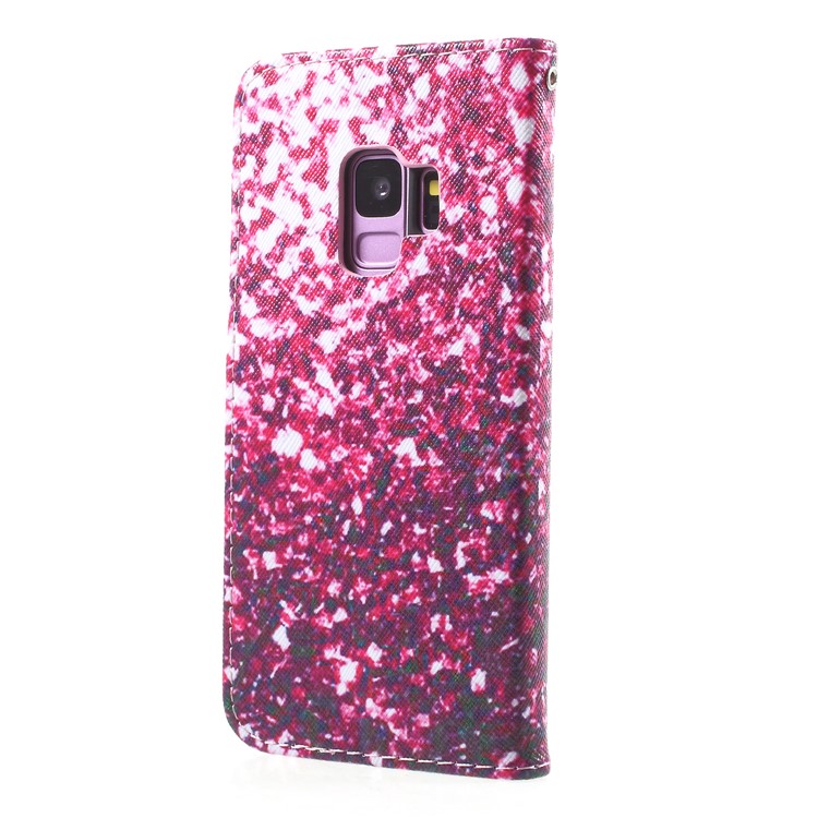 Pattern Printing Leather Protection Phone Case for Samsung Galaxy S9 SM-G960 - Rose Glitter Sequins-2