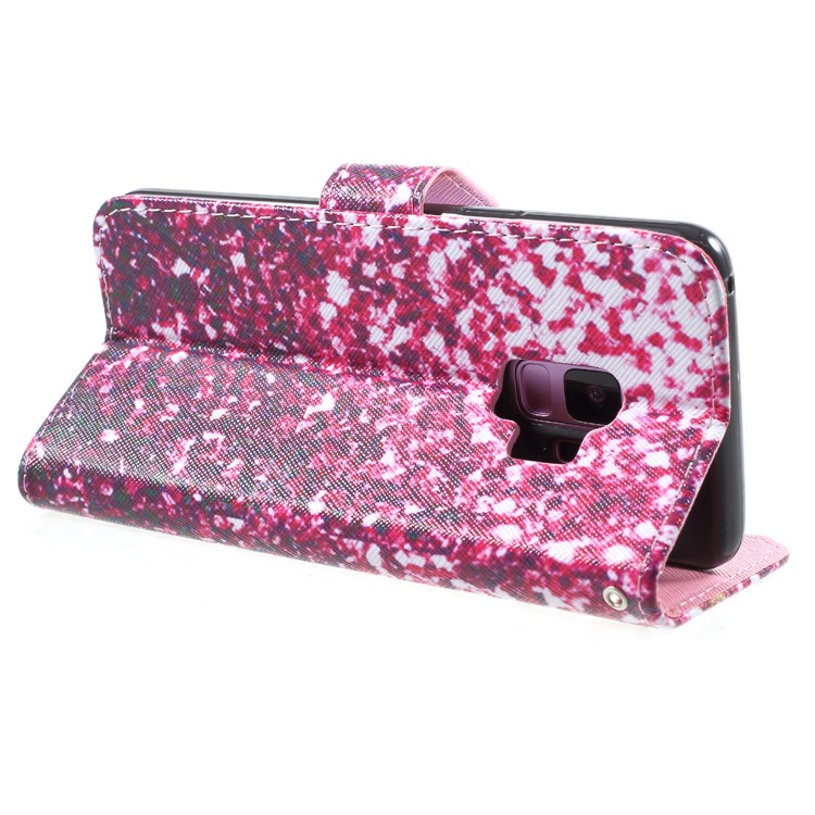 Pattern Printing Leather Protection Phone Case for Samsung Galaxy S9 SM-G960 - Rose Glitter Sequins-5