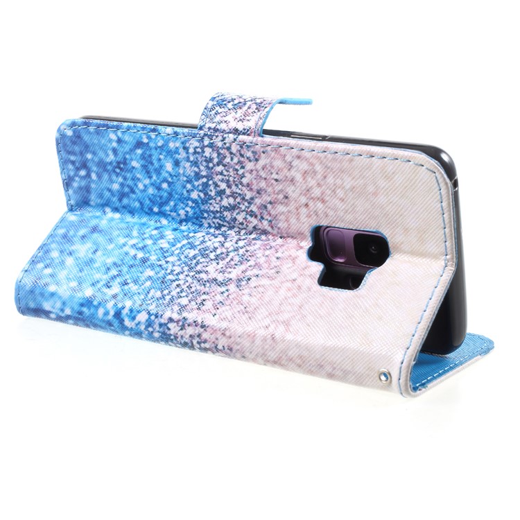 Pattern Printing Leather Wallet Case Cover Shell for Samsung Galaxy S9 SM-G960 - Gradient Glitter Sequins-5