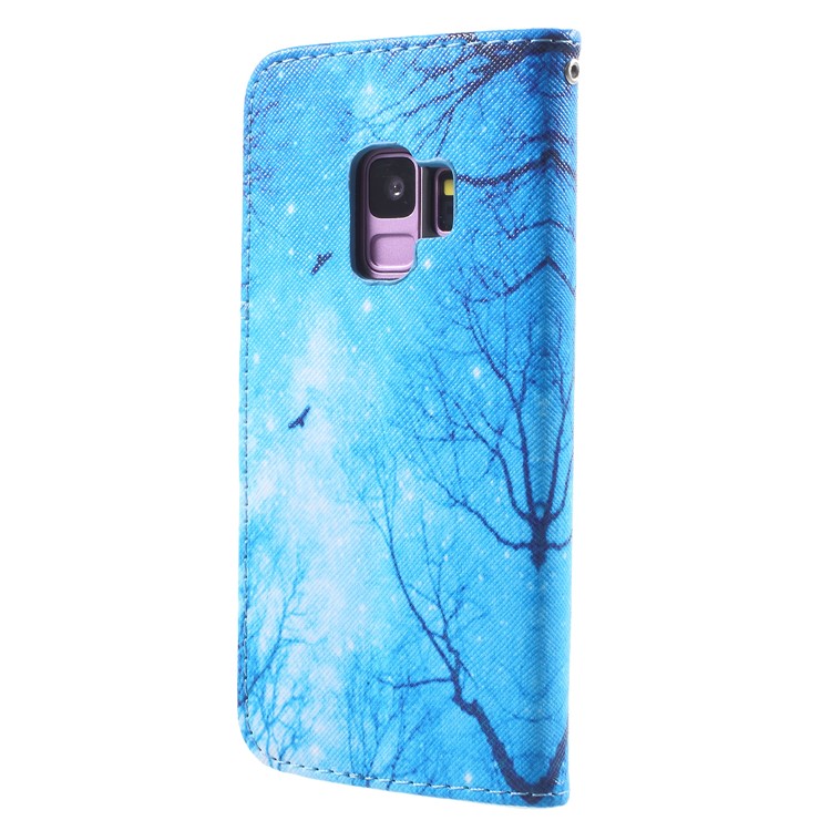 Pattern Printing Leather Flip Stand Cell Phone Cover for Samsung Galaxy S9 SM-G960 - Night Scene-2