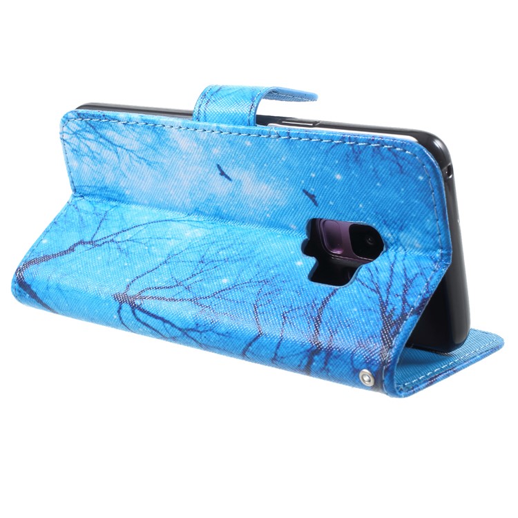Pattern Printing Leather Flip Stand Cell Phone Cover for Samsung Galaxy S9 SM-G960 - Night Scene-5