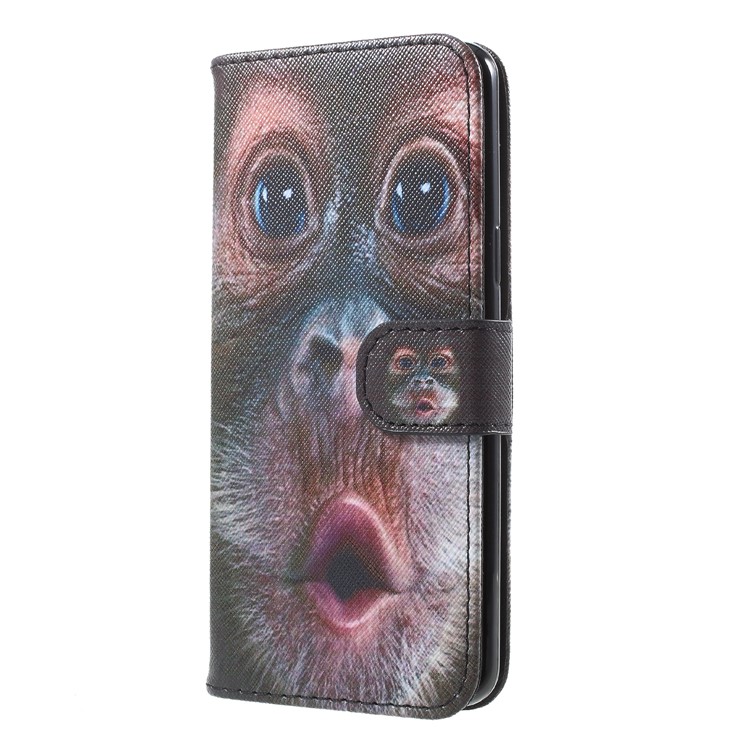 Pattern Printing Stand Wallet Leather Protection Mobile Phone Shell for Samsung Galaxy S9 SM-G960 - Monkey Pattern-3