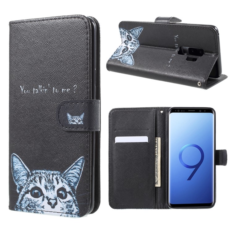Pattern Printing PU Leather Wallet Mobile Phone Cover for Samsung Galaxy S9 Plus SM-G965 - You Talking to Me-1