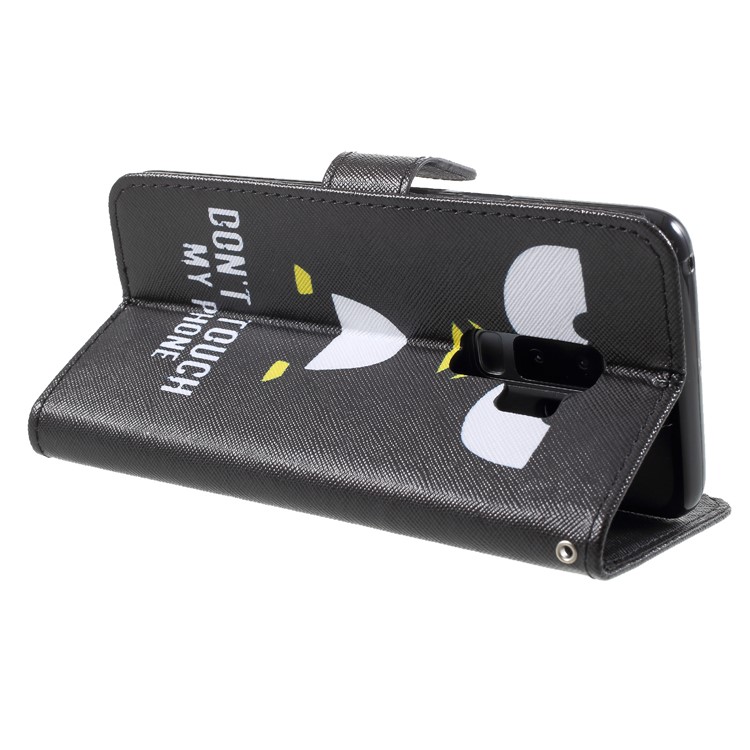 Pattern Printing PU Leather Wallet Mobile Phone Case with Stand for Samsung Galaxy S9 Plus SM-G965 - Don't Touch My Phone-5