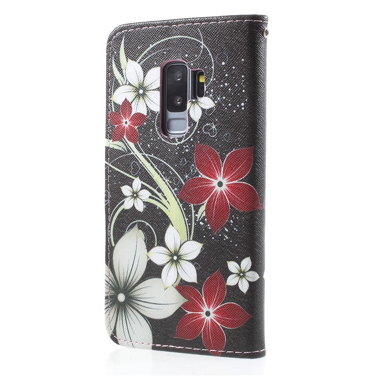 Pattern Printing PU Leather Wallet Stand Mobile Phone Shell for Samsung Galaxy S9 Plus SM-G965 - Flower Pattern-2