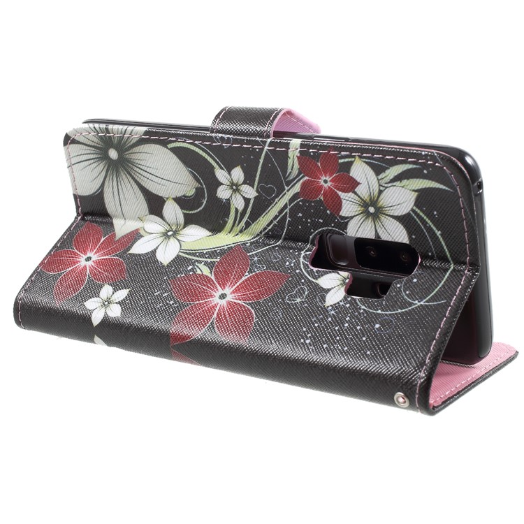 Pattern Printing PU Leather Wallet Stand Mobile Phone Shell for Samsung Galaxy S9 Plus SM-G965 - Flower Pattern-5