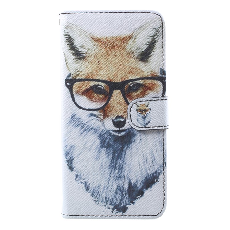 Pattern Printing Wallet Leather Stand Phone Casing for Samsung Galaxy S9 Plus SM-G965 - Fox Wearing Glasses-1