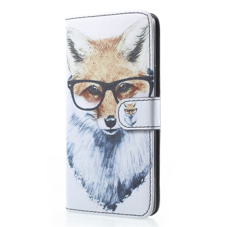 Pattern Printing Wallet Leather Stand Phone Casing for Samsung Galaxy S9 Plus SM-G965 - Fox Wearing Glasses-3