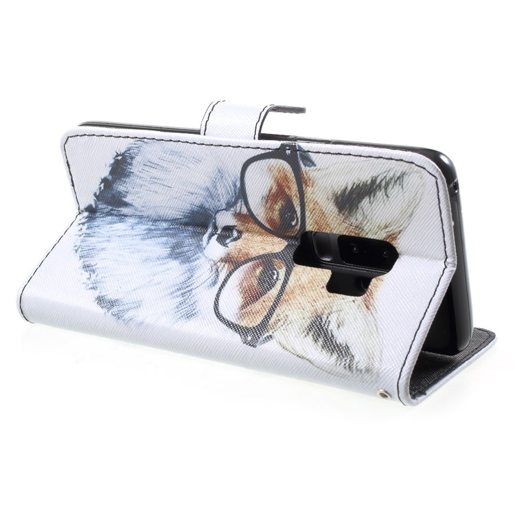 Pattern Printing Wallet Leather Stand Phone Casing for Samsung Galaxy S9 Plus SM-G965 - Fox Wearing Glasses-5