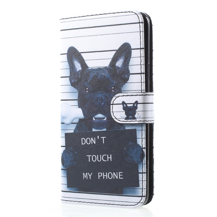 Pattern Printing Stand Leather Wallet Mobile Cover for Samsung Galaxy S9 Plus SM-G965 - Black Dog and It's Warnings-3
