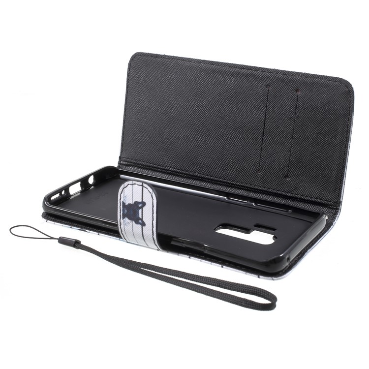 Pattern Printing Stand Leather Wallet Mobile Cover for Samsung Galaxy S9 Plus SM-G965 - Black Dog and It's Warnings-6