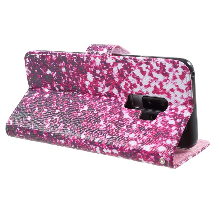 Pattern Printing PU Leather Wallet Phone Shell for Samsung Galaxy S9 Plus SM-G965 - Rose Glitter Sequins-5