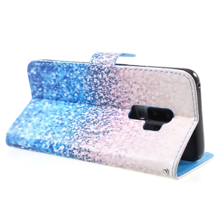 Pattern Printing Stand Leather Protection Mobile Case for Samsung Galaxy S9 Plus SM-G965 - Gradient Glitter Sequins-5