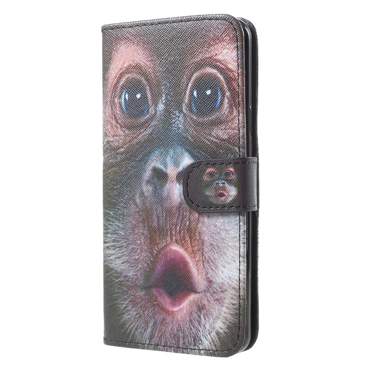 Pattern Printing PU Leather Cell Phone Case Cover Shell for Samsung Galaxy S9 Plus SM-G965 - Monkey Pattern-3