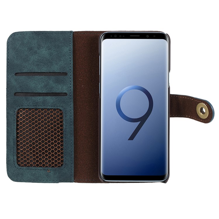 Detachable 2-in-1 Vintage Style Split Leather Wallet Phone Case Cover for Samsung Galaxy S9 Plus SM-G965 - Blue-4