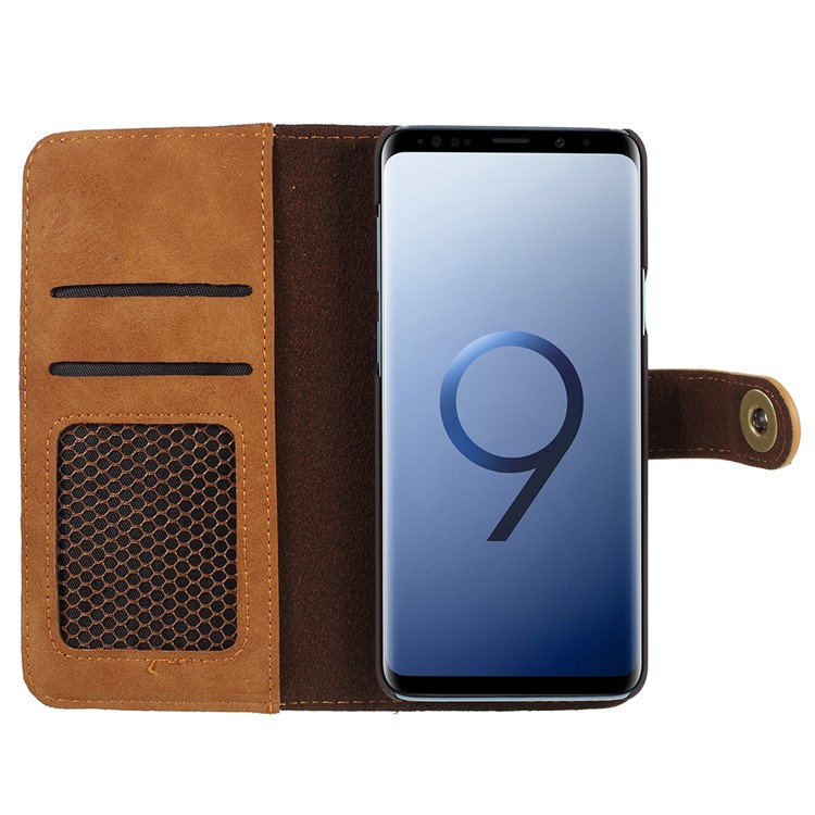 Detachable 2-in-1 Vintage Style Split Leather Wallet Phone Casing Cover for Samsung Galaxy S9 Plus SM-G965 - Brown-4
