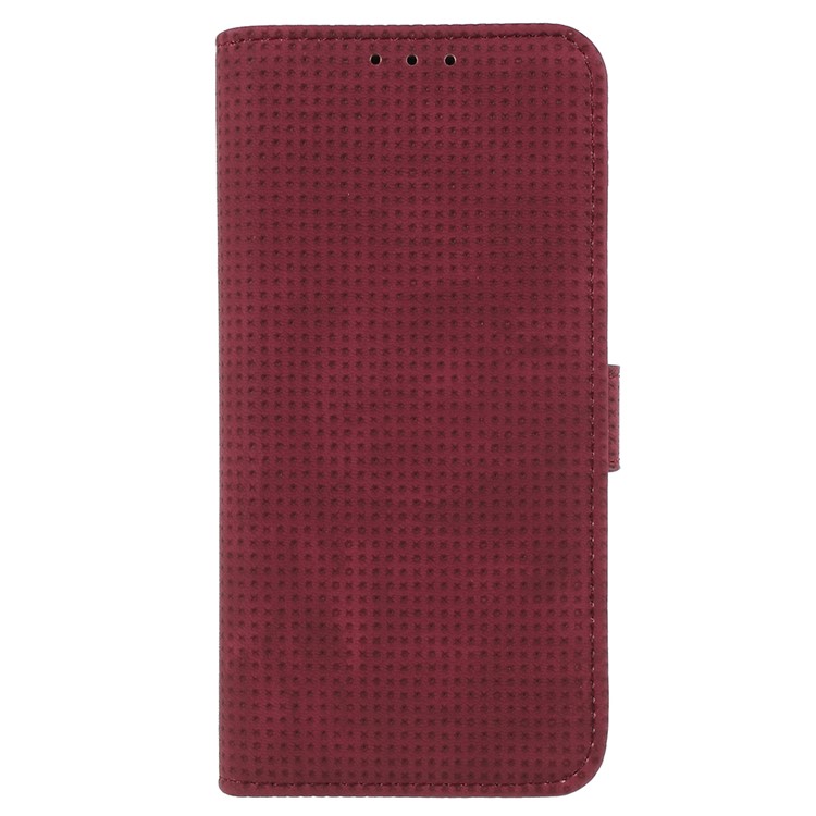 Mesh Pattern Retro Leather Wallet Stand Case for Samsung Galaxy S9 Plus SM-G965 - Red-1