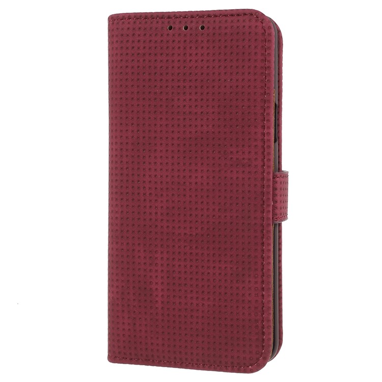 Mesh Pattern Retro Leather Wallet Stand Case for Samsung Galaxy S9 Plus SM-G965 - Red-2