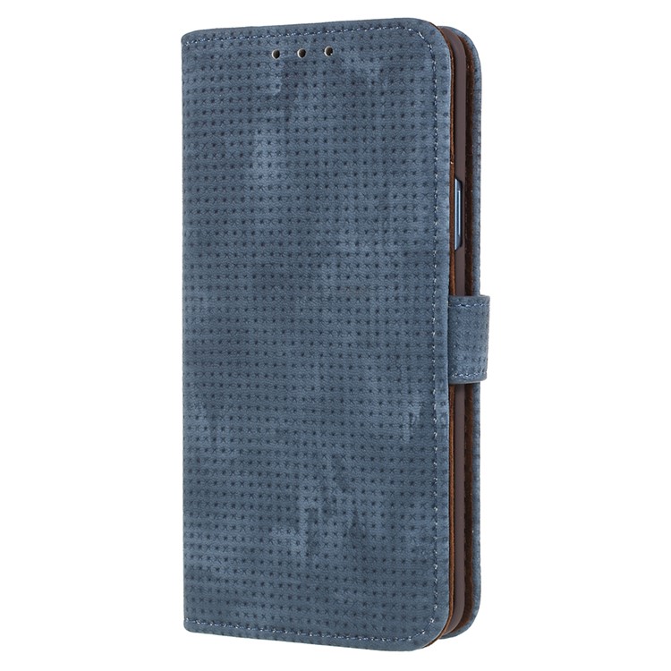 Mesh Pattern Retro Leather Wallet Stand Cover for Samsung Galaxy S9 Plus SM-G965 - Blue-2