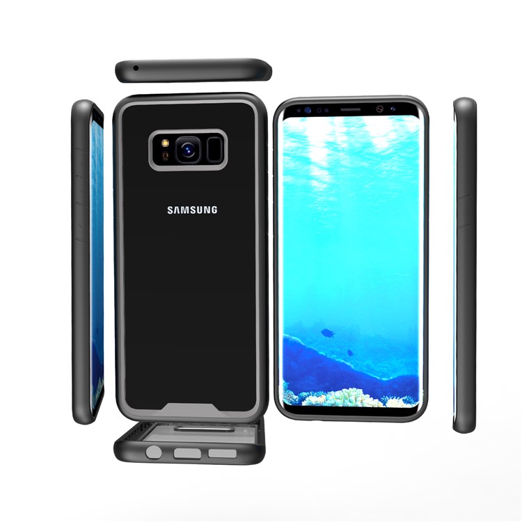 Two-tone Clear PC TPU Hybrid Drop-proof Shell for Samsung Galaxy S8+ SM-G955 - Black-9
