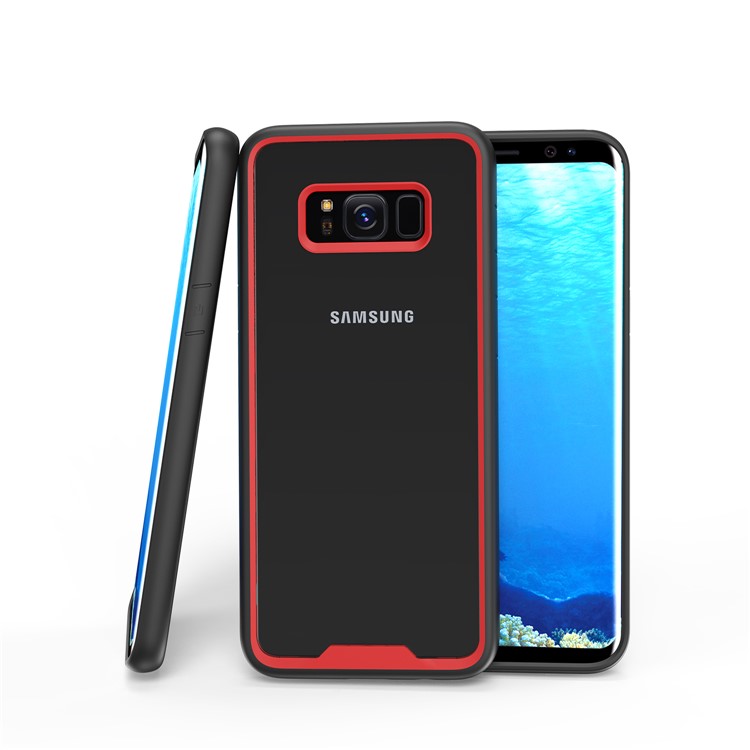Two-tone Clear PC TPU Hybrid Drop-proof Back Case for Samsung Galaxy S8+ SM-G955 - Red-1
