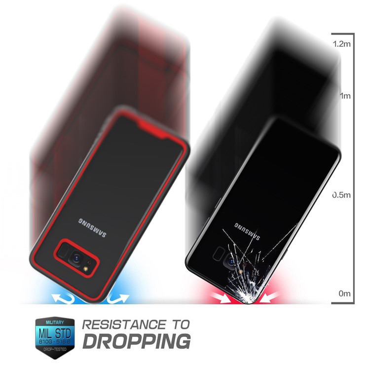 Two-tone Clear PC TPU Hybrid Drop-proof Back Case for Samsung Galaxy S8+ SM-G955 - Red-10