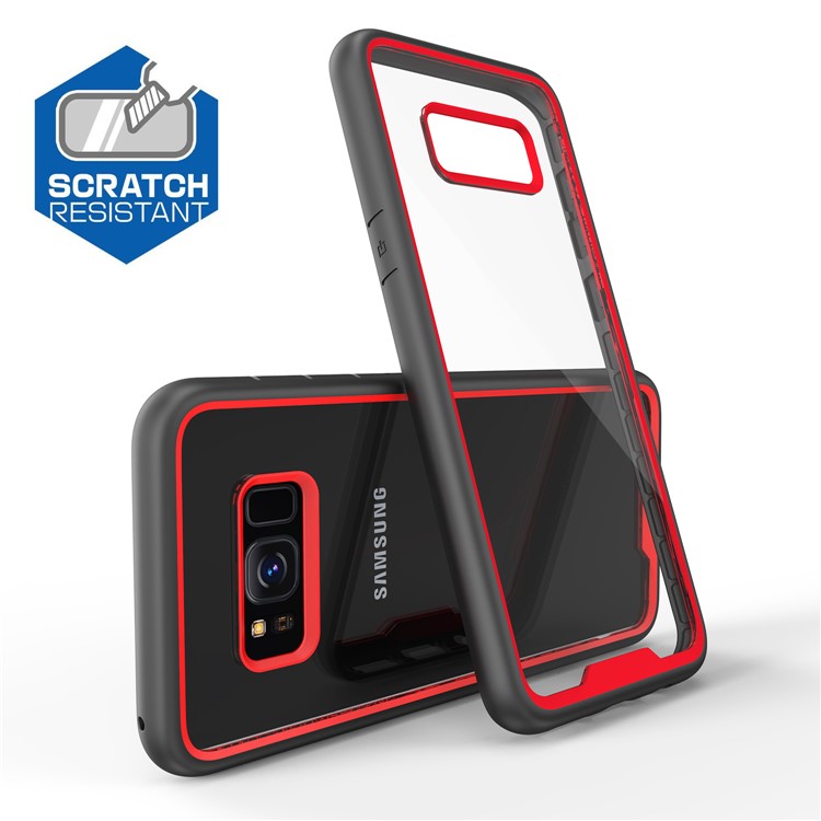 Two-tone Clear PC TPU Hybrid Drop-proof Back Case for Samsung Galaxy S8+ SM-G955 - Red-2