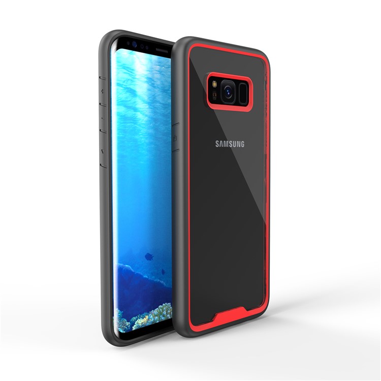 Two-tone Clear PC TPU Hybrid Drop-proof Back Case for Samsung Galaxy S8+ SM-G955 - Red-3