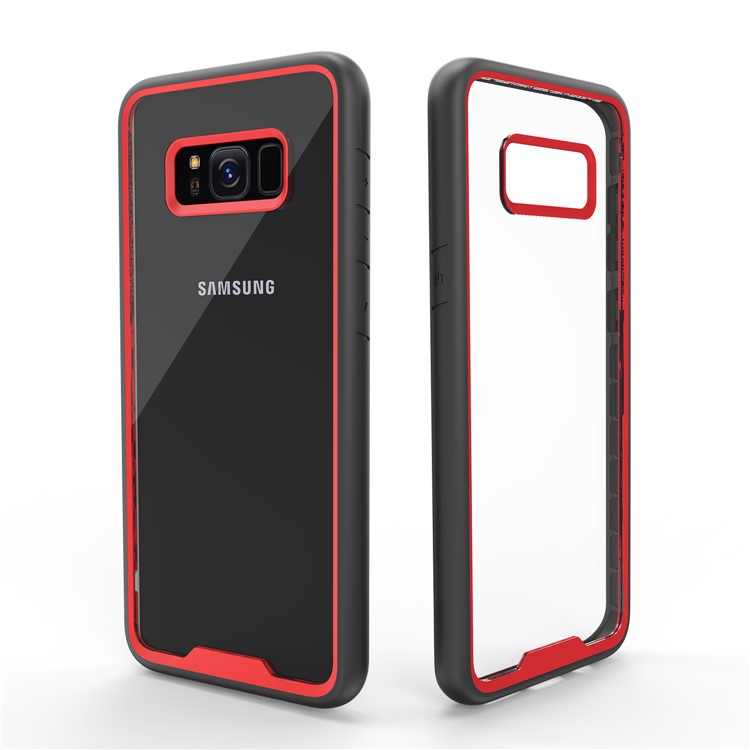 Two-tone Clear PC TPU Hybrid Drop-proof Back Case for Samsung Galaxy S8+ SM-G955 - Red-5