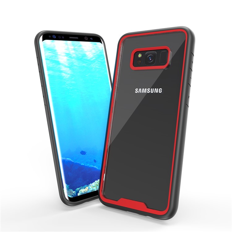 Two-tone Clear PC TPU Hybrid Drop-proof Back Case for Samsung Galaxy S8+ SM-G955 - Red-6