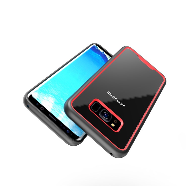 Two-tone Clear PC TPU Hybrid Drop-proof Back Case for Samsung Galaxy S8+ SM-G955 - Red-8