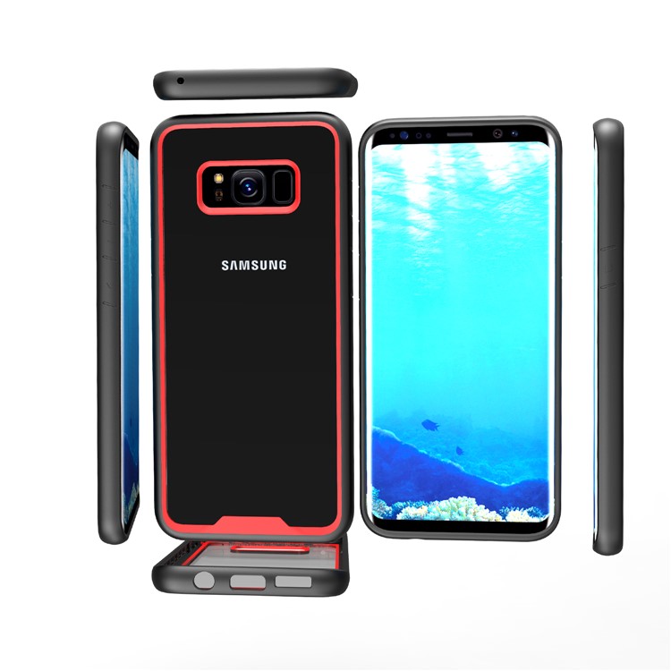 Two-tone Clear PC TPU Hybrid Drop-proof Back Case for Samsung Galaxy S8+ SM-G955 - Red-9