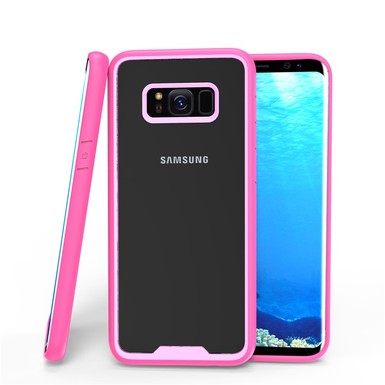 Two-tone Clear PC TPU Hybrid Drop-proof Phone Casing for Samsung Galaxy S8+ SM-G955 - Rose-1
