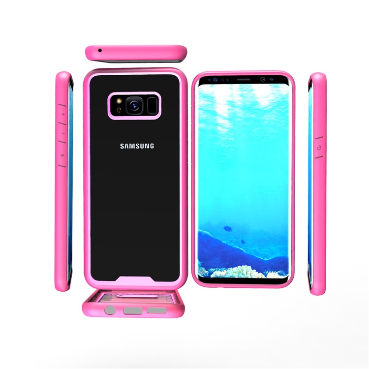 Two-tone Clear PC TPU Hybrid Drop-proof Phone Casing for Samsung Galaxy S8+ SM-G955 - Rose-9