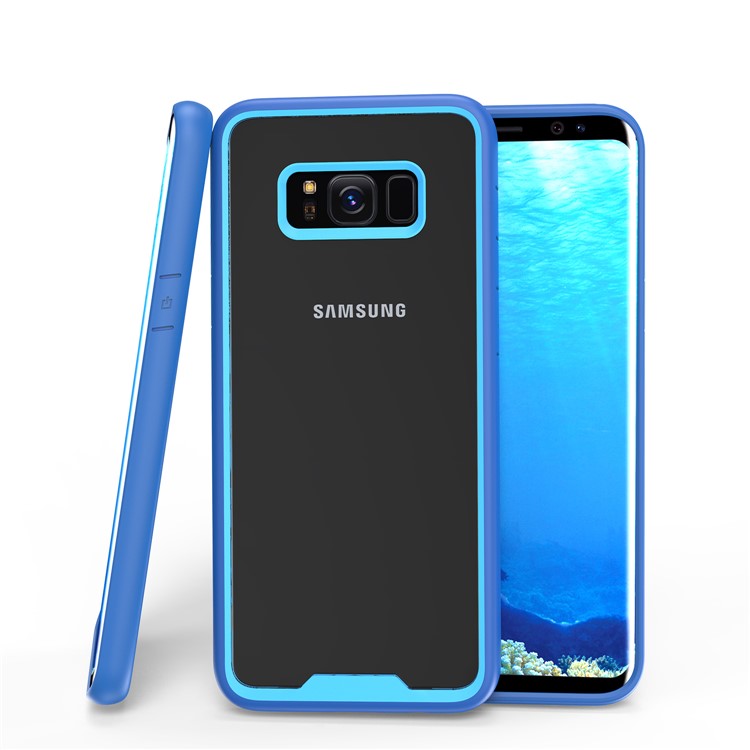Two-tone Clear PC TPU Hybrid Drop-proof Mobile Cover for Samsung Galaxy S8 Plus SM-G955 - Blue-1