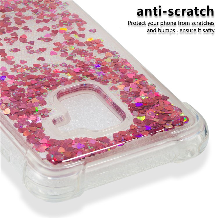 Dynamic Liquid Glitter Powder Heart Shaped Sequins Shockproof TPU Case for Samsung Galaxy A8 (2018) - Red-3