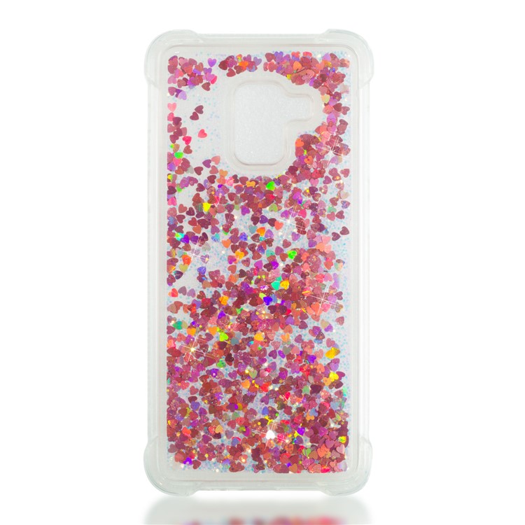 Dynamic Liquid Glitter Powder Heart Shaped Sequins Shockproof TPU Case for Samsung Galaxy A8 (2018) - Red-4