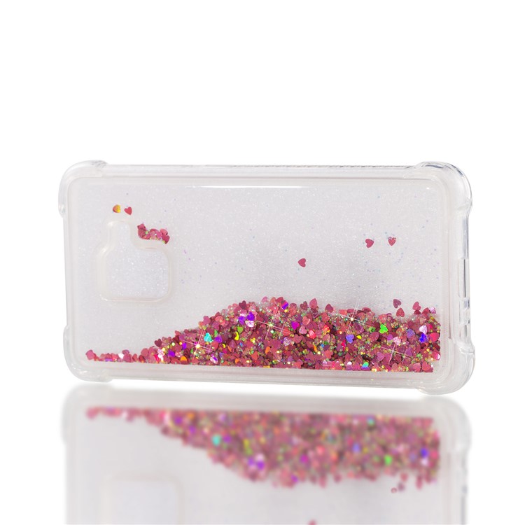 Dynamic Liquid Glitter Powder Heart Shaped Sequins Shockproof TPU Case for Samsung Galaxy A8 (2018) - Red-7