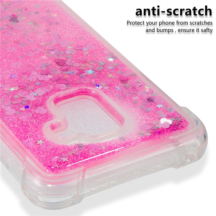 Dynamic Liquid Glitter Powder Heart Shaped Sequins Shockproof TPU Cover for Samsung Galaxy A8 (2018) - Rose-3