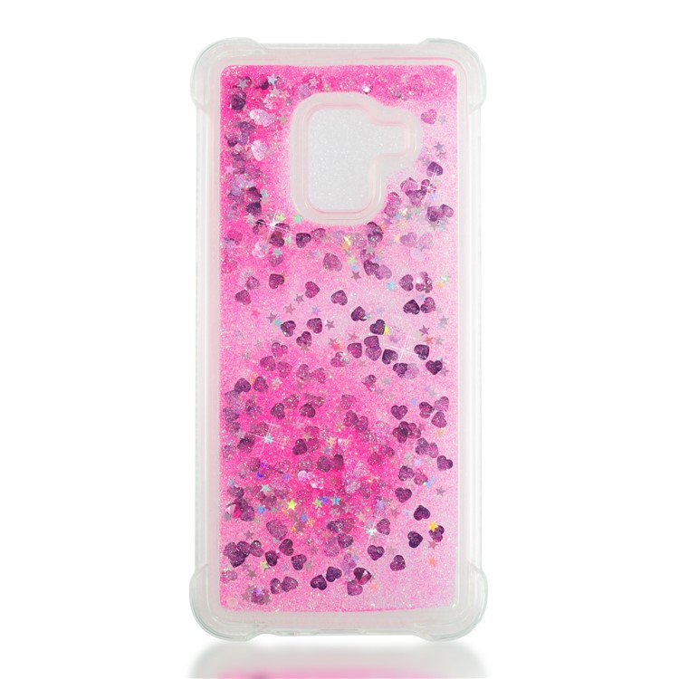 Dynamic Liquid Glitter Powder Heart Shaped Sequins Shockproof TPU Cover for Samsung Galaxy A8 (2018) - Rose-4