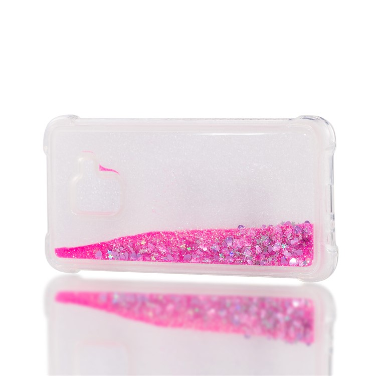 Dynamic Liquid Glitter Powder Heart Shaped Sequins Shockproof TPU Cover for Samsung Galaxy A8 (2018) - Rose-7