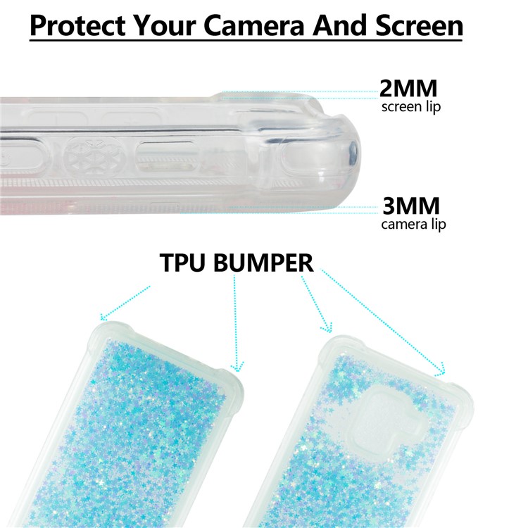 Dynamic Liquid Glitter Powder Heart Shaped Sequins Shockproof TPU Shell for Samsung Galaxy A8 (2018) - Baby Blue-2