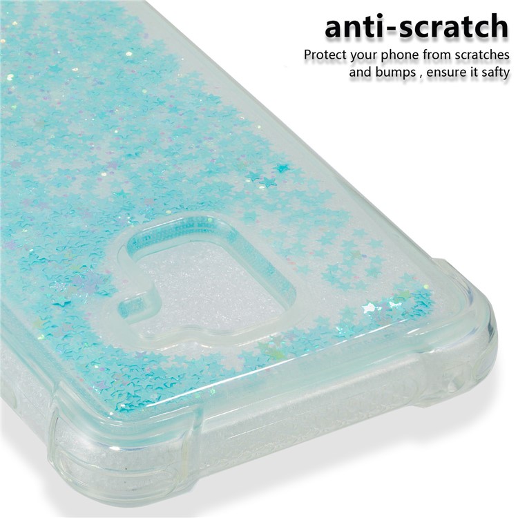 Dynamic Liquid Glitter Powder Heart Shaped Sequins Shockproof TPU Shell for Samsung Galaxy A8 (2018) - Baby Blue-3