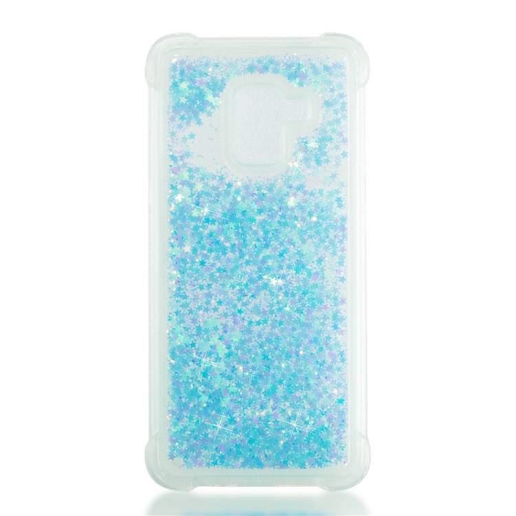 Dynamic Liquid Glitter Powder Heart Shaped Sequins Shockproof TPU Shell for Samsung Galaxy A8 (2018) - Baby Blue-4