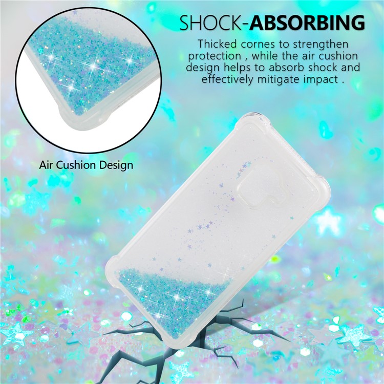 Dynamic Liquid Glitter Powder Heart Shaped Sequins Shockproof TPU Shell for Samsung Galaxy A8 (2018) - Baby Blue-6