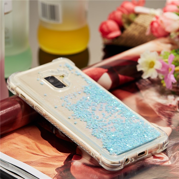 Dynamic Liquid Glitter Powder Heart Shaped Sequins Shockproof TPU Shell for Samsung Galaxy A8 (2018) - Baby Blue-8