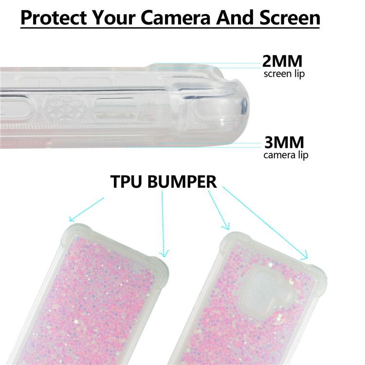 Dynamic Liquid Glitter Powder Heart Shaped Sequins Shockproof TPU Mobile Case for Samsung Galaxy A8 (2018) - Pink-2
